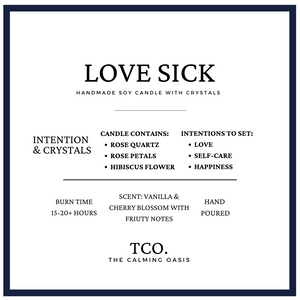 Love Sick | Rose Quartz Candle | 8oz Mini
