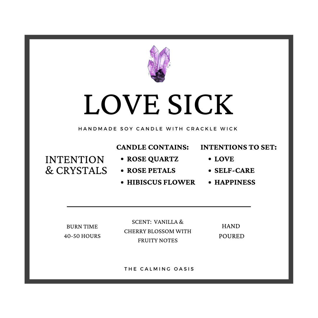 Love Sick | Rose Quartz Candle | 12.5oz Glass