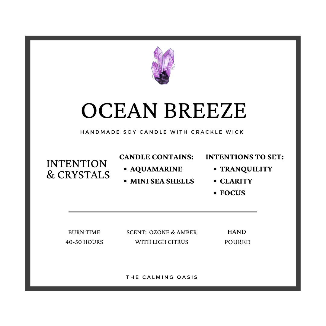 Ocean Breeze | Aquamarine Candle | 12.5oz Glass